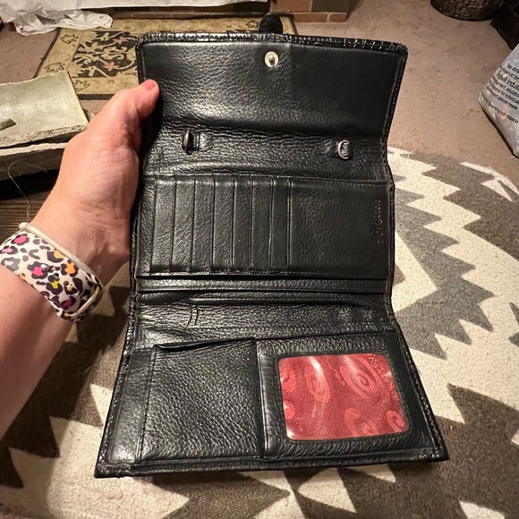 Retro Brighton Large Black Leather Crossbody purse Wallet Buckle Heart Details. - Picture 11 of 16